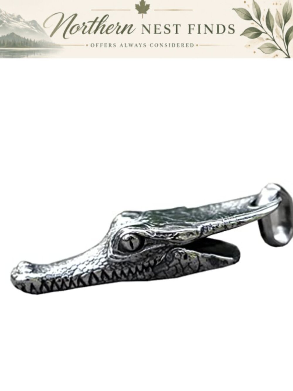 Stainless Steel Crocodile Biker Pendant Necklace Punk Vintage Alligator Head